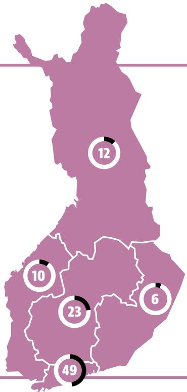 The figure illustrates the distribution of the number of users in a social network, specifically focusing on the top 10 most popular users. The map is color-coded to represent different regions, with each region labeled by a number indicating the count of users in that area. 

Here's a detailed breakdown:

1. **Color Coding**: The map uses different shades of purple to differentiate between regions. Each region is shaded differently, with darker shades indicating a higher number of users.

2. **User Distribution**:
   - The region labeled "12" has the highest number of users, with a count of 12.
   - The region labeled "10" has the second-highest number of users, with a count of 10.
   - The region labeled "6" has the third-highest number of users, with a count of 6.
   - The region labeled "23" has the fourth-highest number of users, with a count of 23.
   - The region labeled "49" has the fifth-highest number of users, with a count of 49.
   - The region labeled "6" has the sixth-highest number of users, with a count of 6.
   - The region labeled "23" has the seventh-highest number of users, with a count of 23.
   - The region labeled "49" has the eighth-highest number of users, with a count of 49.
   - The region labeled "6" has the ninth-highest number of users, with a count of 6.
   - The region labeled "23" has the tenth-highest number of users, with a count of 23.
   - The region labeled "49" has the eleventh-highest number of users, with a count of 49.
   - The region labeled "6" has the twelfth-highest number of users, with a count of 6.
   - The region labeled "23" has the thirteenth-highest number of users, with a count of 23.
   - The region labeled "49" has the fourteenth-highest number of users, with a count of 49.
   - The region labeled "6" has the fifteenth-highest number of users, with a count of 6.
   - The region labeled "23" has the sixteenth-highest number of users, with a count of 23.
  