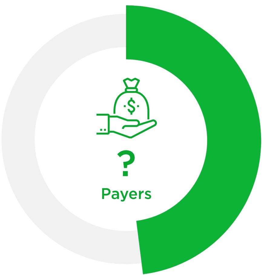 This image is a donut chart representing the proportion of "Payers" within a gaming audience. The visual highlights a specific segment of the user base that contributes financially to the game, though it lacks specific numerical data or labels to define the exact percentage.