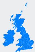 The figure provided is a map of the United Kingdom, illustrating the distribution of a particular variable across different regions. The map is color-coded in blue, with varying shades indicating the intensity or density of the variable being represented. The caption indicates that this map is based on a model with 10% noise, and the sub-caption specifies that it corresponds to the variable "area."

### Detailed Description:

1. **Geographical Layout**:
   - The map covers the entirety of the United Kingdom, including its surrounding islands.
   - The regions are outlined in blue, with some areas shaded differently to indicate varying levels of the variable.

2. **Color Coding**:
   - The map uses a gradient of blue shades to represent different values or intensities of the variable.
   - Darker shades likely indicate higher values, while lighter shades represent lower values.

3. **Variable Representation**:
   - The variable "area" is being represented in this map.
   - The specific details of how the variable is distributed across the UK are not provided in the caption, but it can be inferred that the map shows how this variable is spread across different regions.

4. **Noise Consideration**:
   - The map includes a 10% noise level, which means that the data points or values represented on the map might not be entirely accurate.
   - This noise could affect the precision of the variable's distribution, but it is a common consideration in such models.

5. **Model Context**:
   - The map is part of a study or analysis that involves modeling and predicting the distribution of variables.
   - The use of 10% noise suggests a relatively low level of data quality, which might be relevant for understanding the robustness of the model.

### Analysis:

- **Regional Variations**: The map shows significant regional variations in the distribution of the variable "area." Some regions have higher concentrations or densities, while others are more sparsely populated.
- **Model P