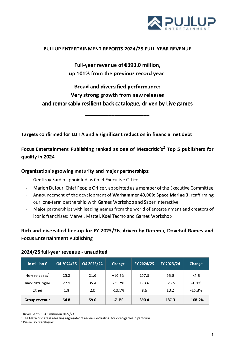 Cover of Pullup Entertainment Reports 2024/25 Full-Year Revenue