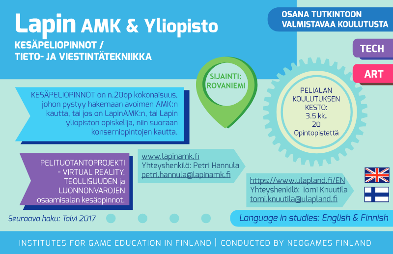 The image is a poster for an event called Lapin AMK & Yliopisto, which will take place in Finland