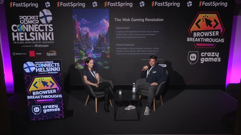 Cover of Session: 2025 & Beyond: How Web Will Redefine Gaming - Rabia Dincer & Rafael Morgan from Crazy Games