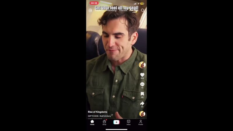 Cover of Rise of Kingdoms' 'plane' creatives from TikTok