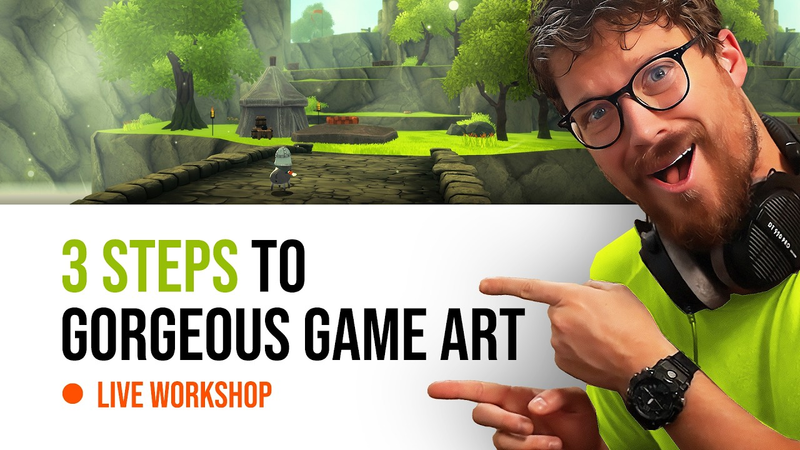 Cover of 3 Steps To Gorgeous Game Art (With NO Modeling Skills) - Live Workshop