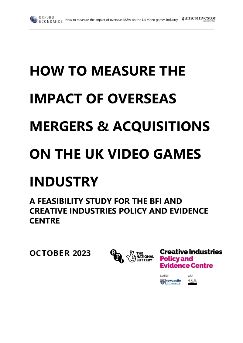 Cover of How to Measure the Impact of Overseas Mergers & Acquisitions on the UK Video Games Industry
