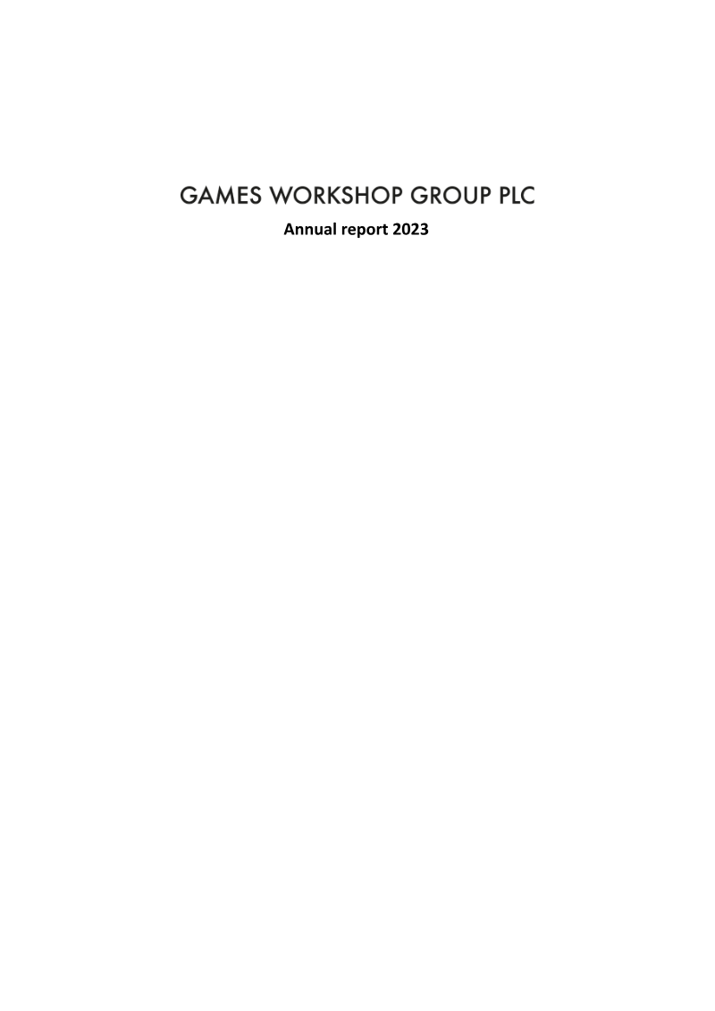 Cover of Games Workshop Group PLC Annual Report 2023