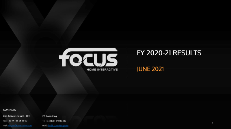 Cover of Focus Home Interactive: FY 2020-21 Results