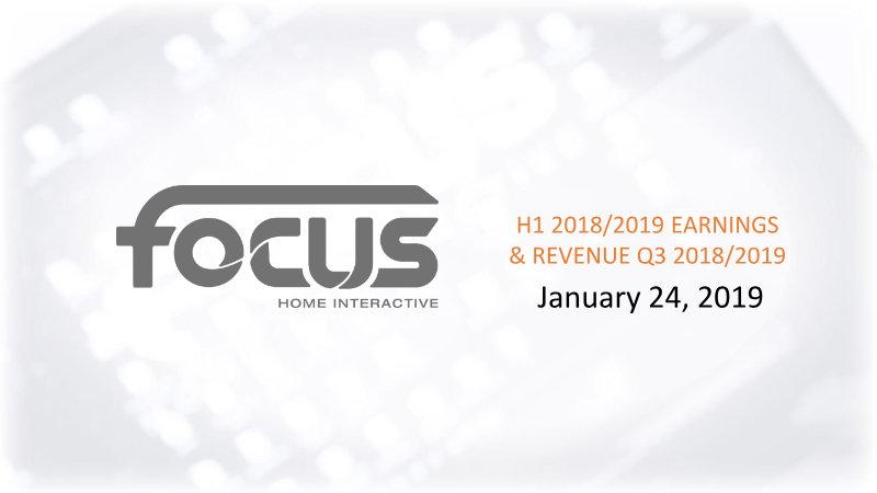 Cover of Home Interactive H1 2018/2019 Earnings and Q3 2018/2019 Revenue Presentation