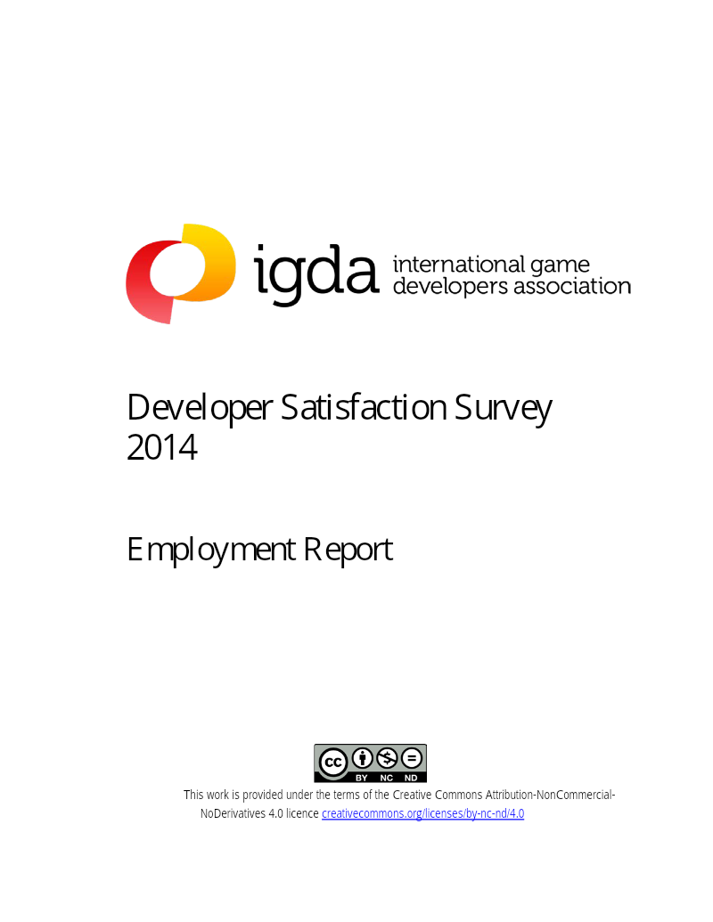 Cover of Developer Satisfaction Survey 2014: Employment Report