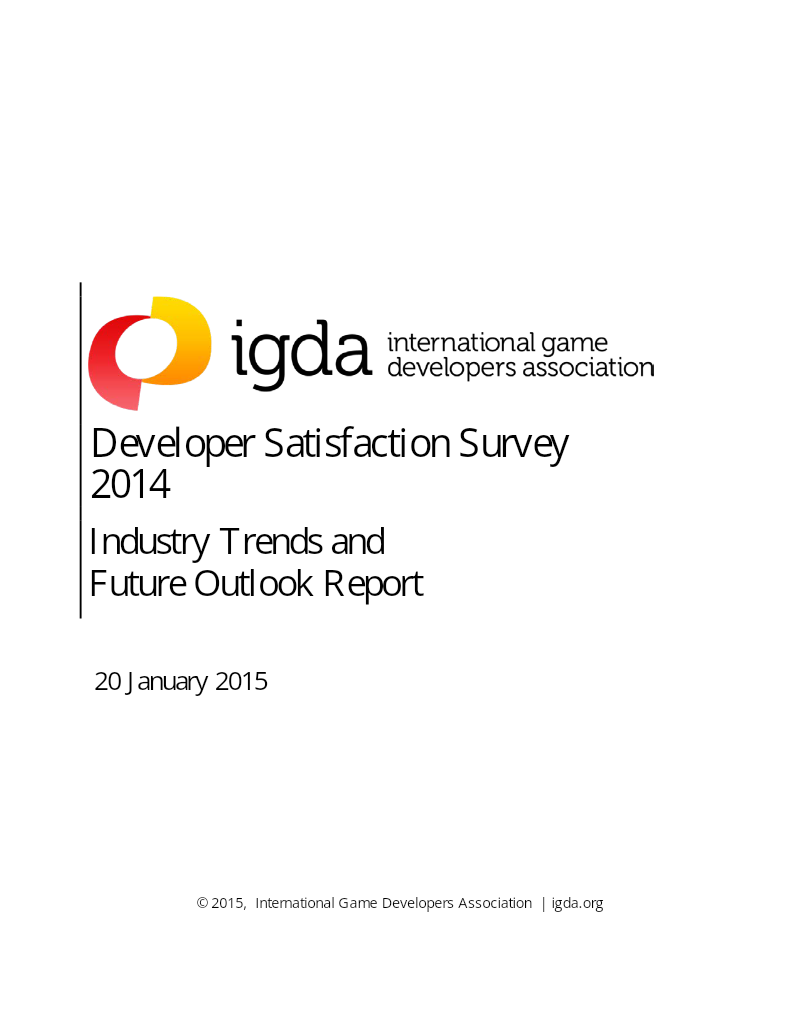 Cover of Developer Satisfaction Survey 2014: Industry Trends and Future Outlook Report