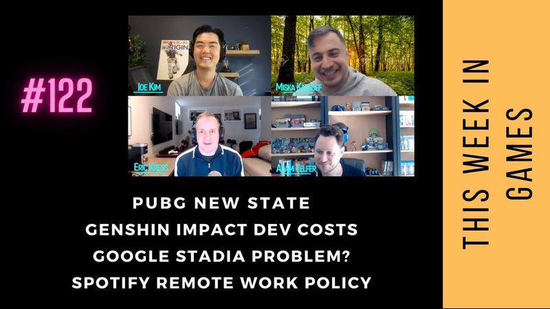 Cover of TWIG 122: PUBG New State, Genshin Impact Dev Costs, Google Stadia Problem, Spotify Remote Work