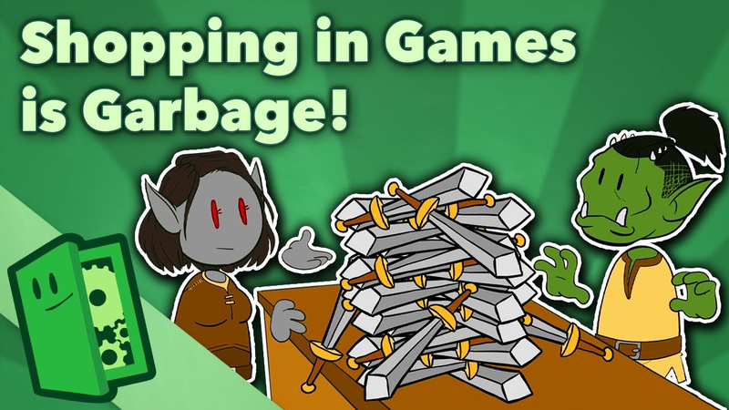 Cover of Shopping in Games is Garbage but it doesn't have to be! - Video Game Design - Extra Credits