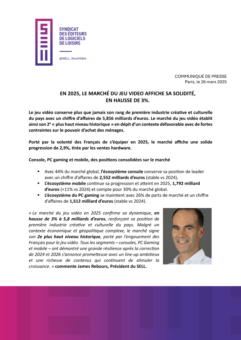 Cover of En 2025, le marché du jeu vidéo affiche sa solidité: France