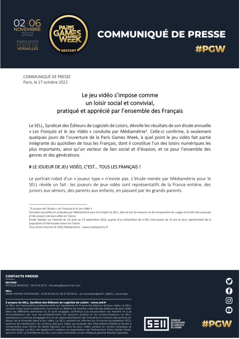 Cover of Les Français et le Jeu Vidéo 2022