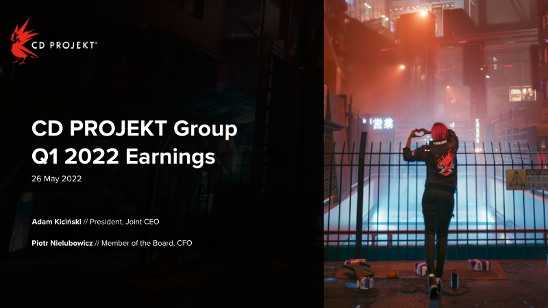 Cover of CD PROJEKT Group Q1 2022 Earnings Presentation