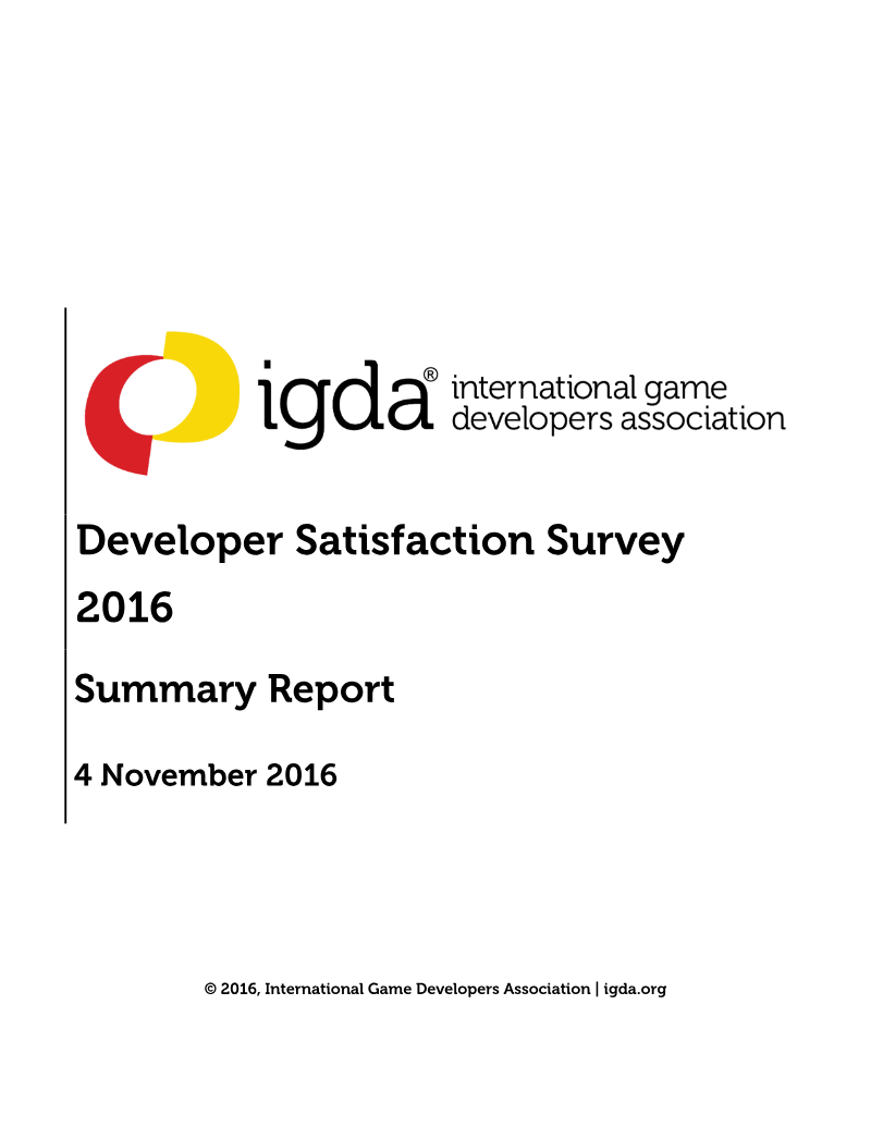 Cover of Developer Satisfaction Survey 2016: Summary Report