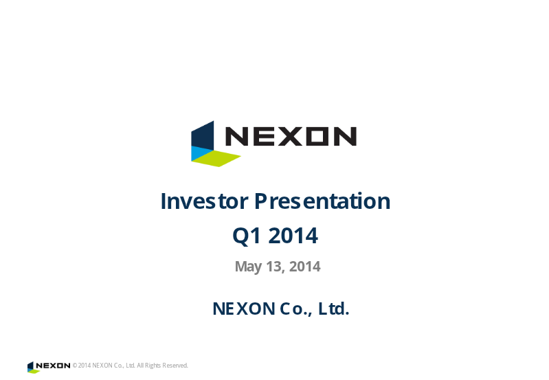 Cover of NEXON Q1 2014 Investor Presentation