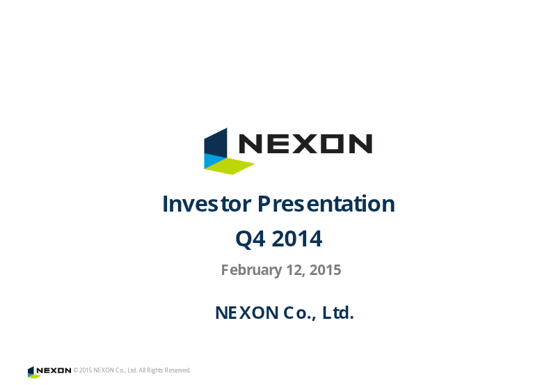Cover of Nexon Q4 2014 Investor Presentation
