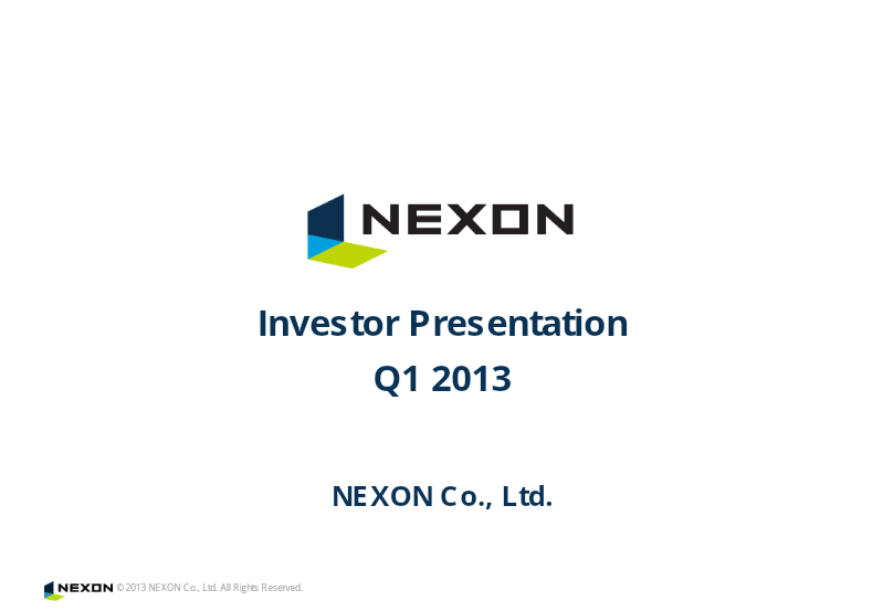 Cover of NEXON Q1 2013 Investor Presentation