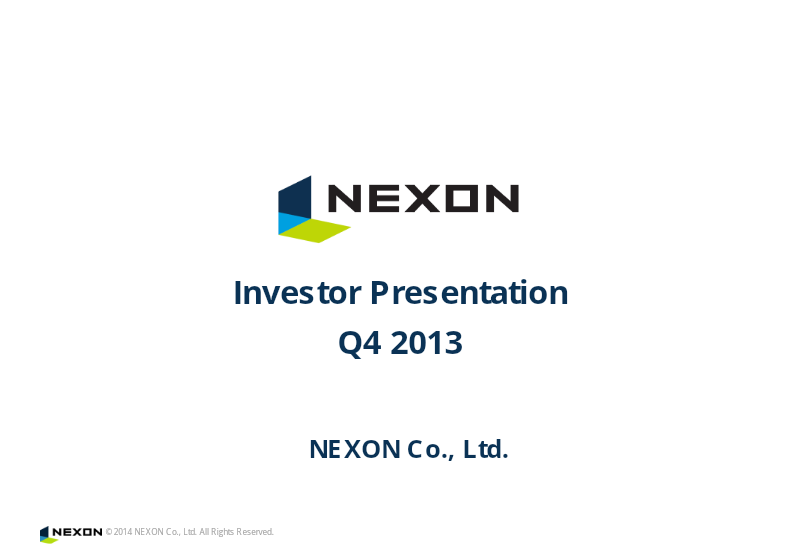 Cover of NEXON Q4 2013 Investor Presentation