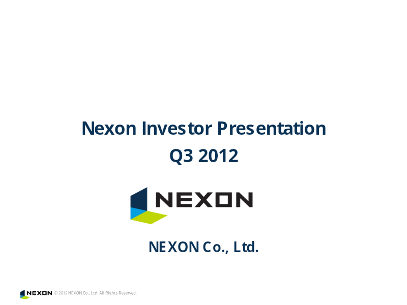 Cover of Nexon Investor Presentation: Q3 2012