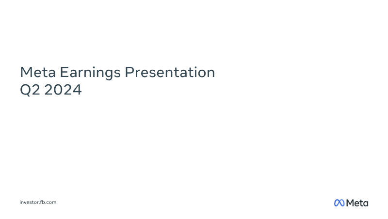 Cover of Meta Q2 2024 Earnings Presentation