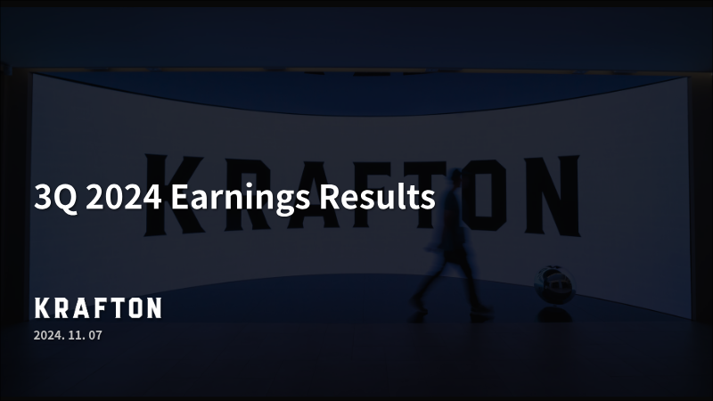 Cover of KRAFTON 3Q 2024 Earnings Results
