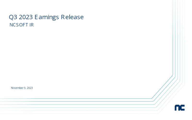 Cover of NCSOFT Q3 2023 Earnings Release