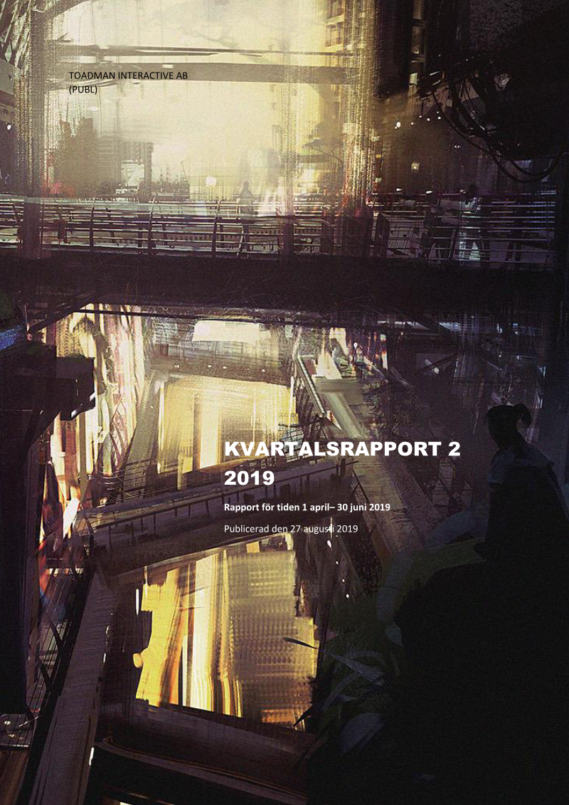 Cover of Toadman Interactive AB: Q2 2019 Quarterly Report