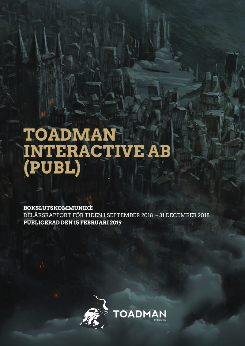 Cover of Toadman Interactive Year-End Report: September 1, 2018 – December 31, 2018