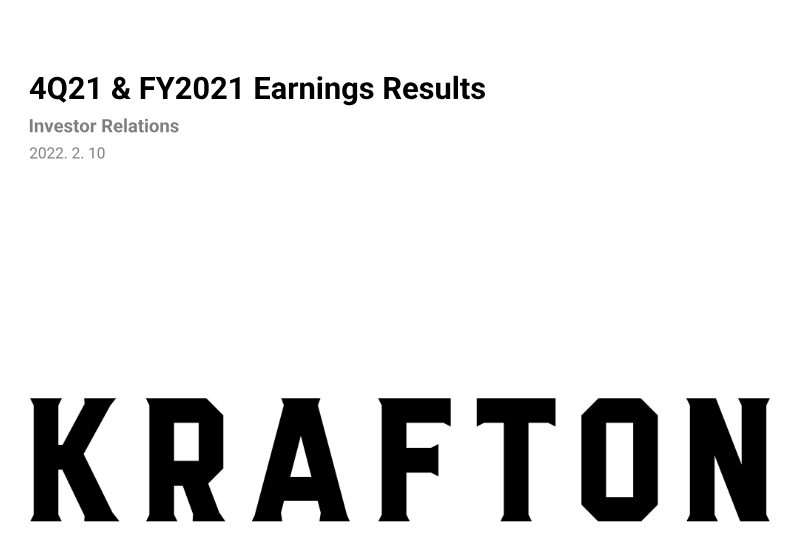 Cover of KRAFTON 4Q21 & FY2021 Earnings Results