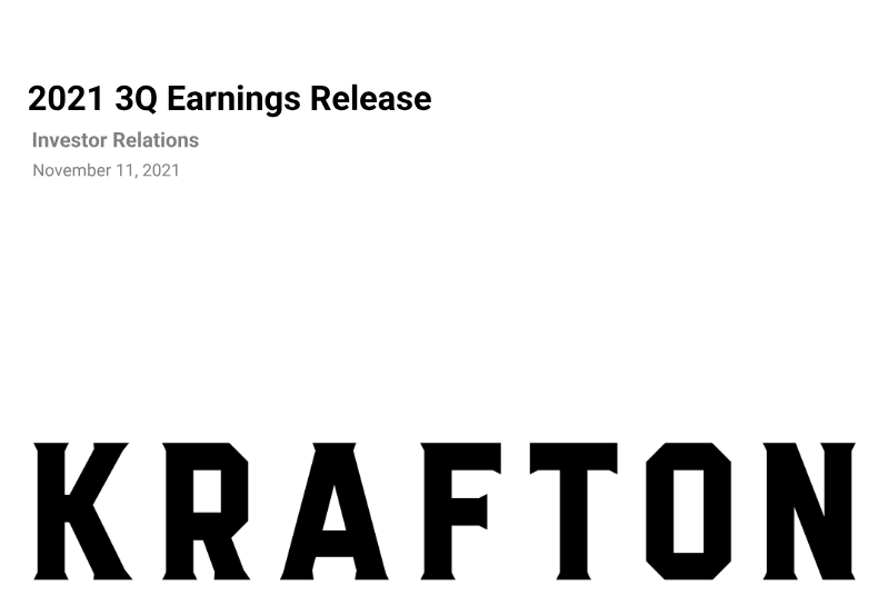 Cover of KRAFTON 3Q21 Earnings Release