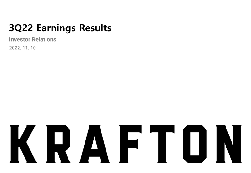 Cover of KRAFTON 3Q22 Earnings Results