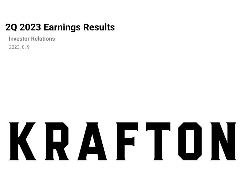 Cover of KRAFTON 2Q 2023 Earnings Results