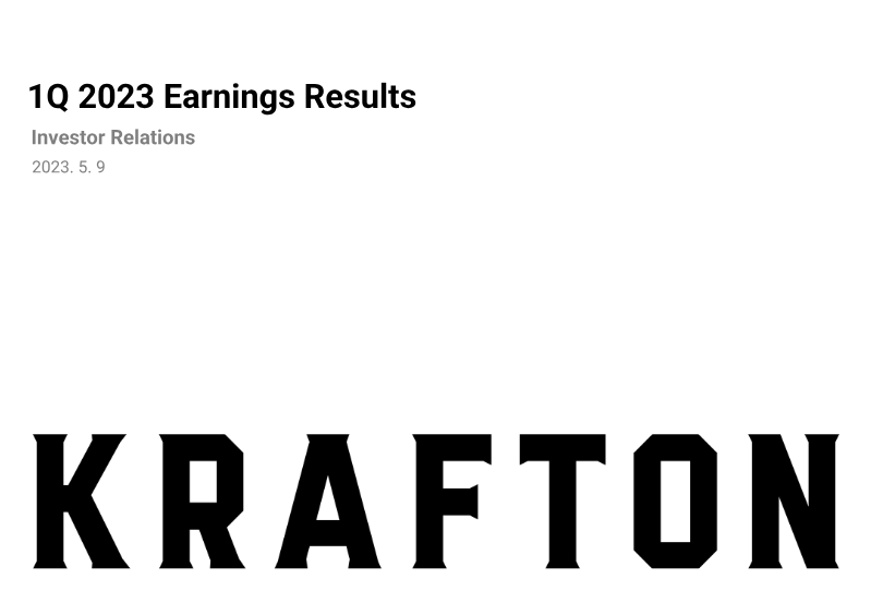 Cover of KRAFTON 1Q 2023 Earnings Results