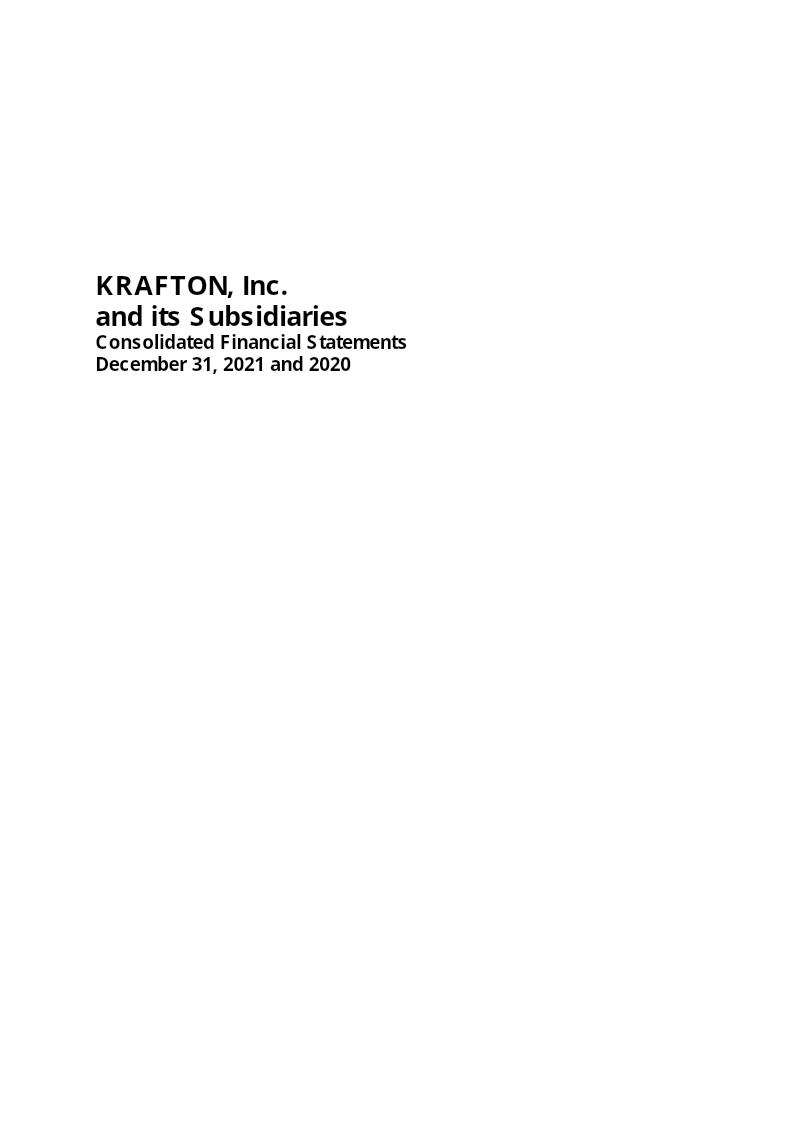 Cover of KRAFTON, Inc. Consolidated Financial Statements: 2021