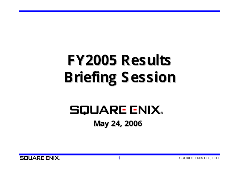 Cover of FY2005 Results Briefing Session