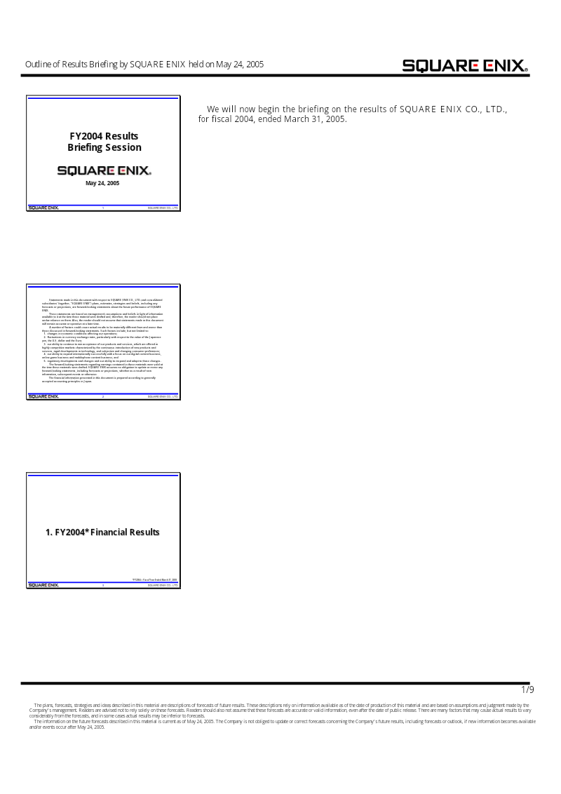 Cover of FY2004 Results Briefing: Square Enix