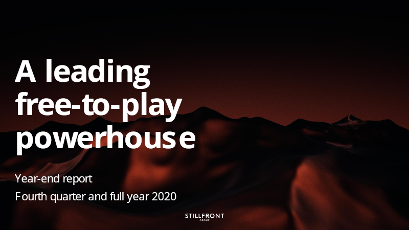 Cover of Stillfront Year-End Report 2020: Fourth Quarter and Full Year