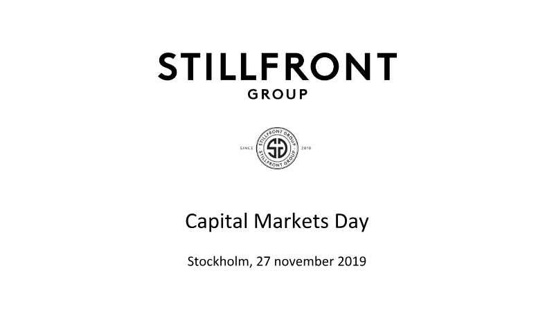 Cover of Stillfront Group Capital Markets Day 2019