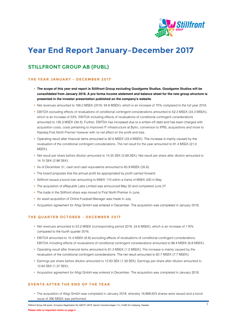 Cover of Year End Report: January–December 2017