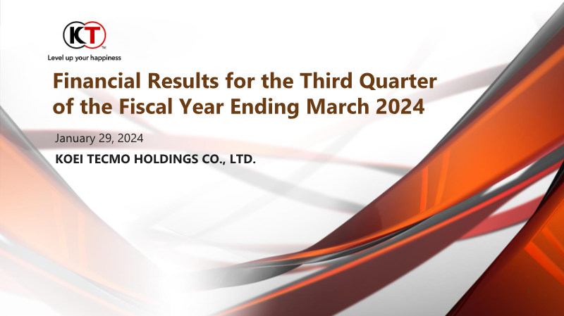 Cover of Koei Tecmo Holdings Financial Results: Third Quarter of the Fiscal Year Ending March 2024