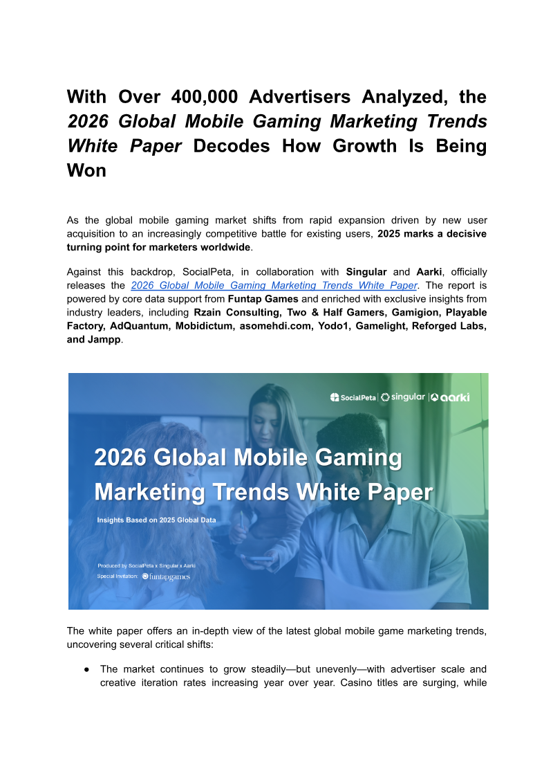Cover of 2026 Global Mobile Gaming Marketing Trends: How Growth Is Being Won