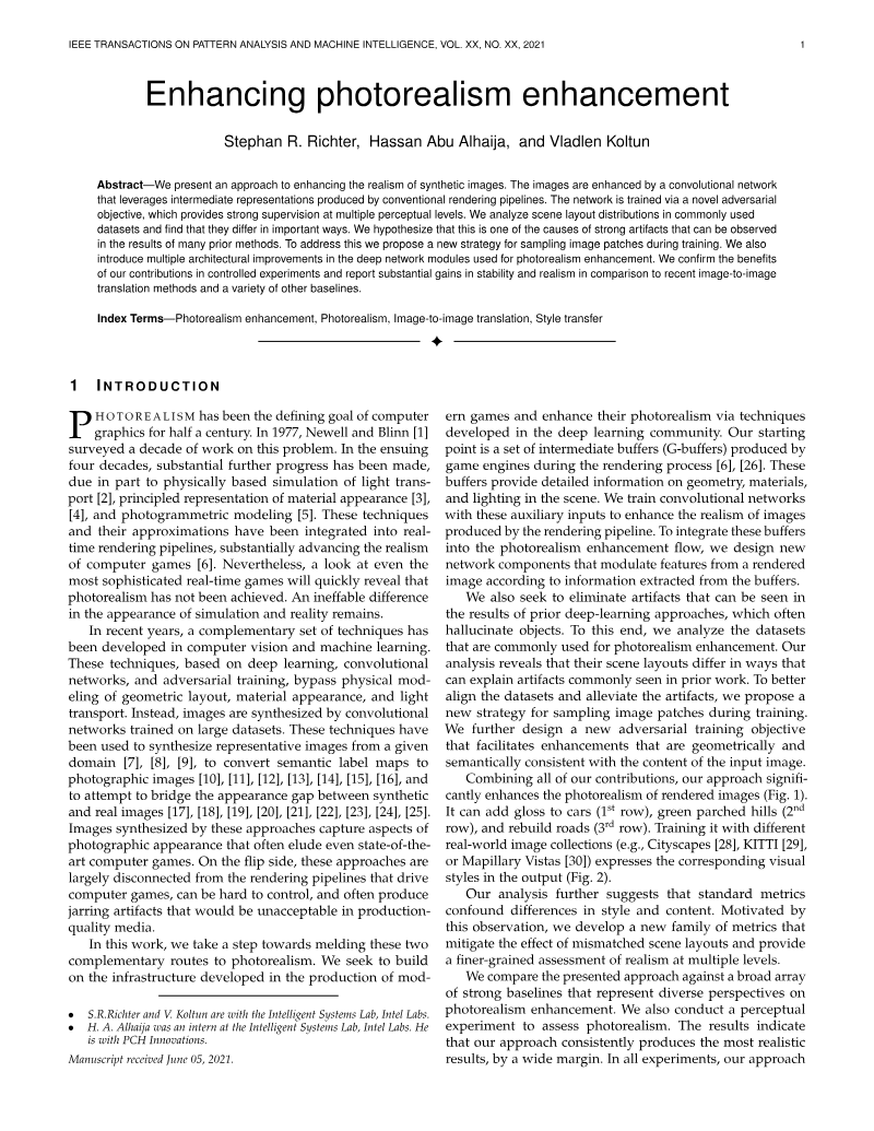 Cover of Enhancing Photorealism Enhancement