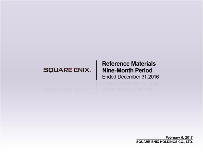 Cover of Reference Materials: Nine-Month Period Ended December 31, 2016