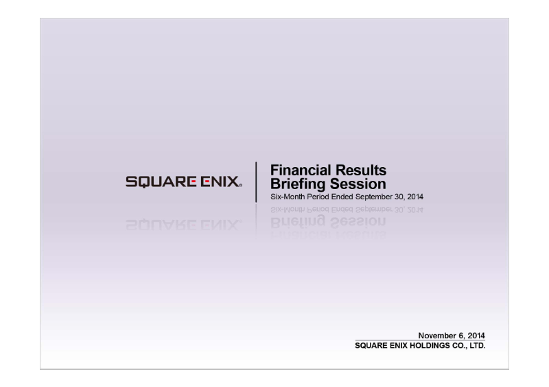 Cover of Financial Results: Six-Month Period Ended September 30, 2014