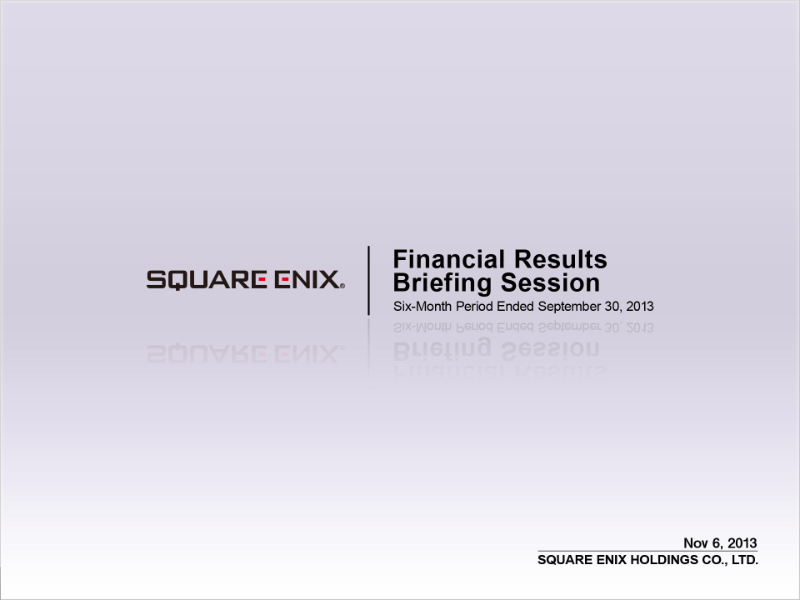 Cover of Financial Results for the Six-Month Period Ended September 30, 2013
