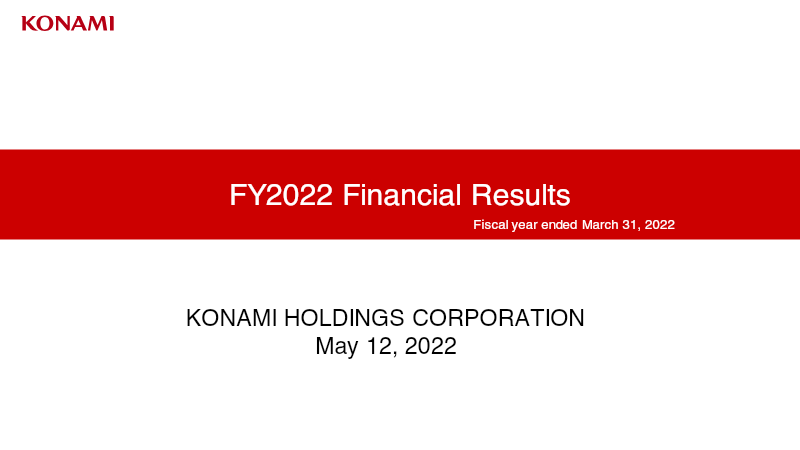 Cover of Konami Holdings Corporation FY2022 Financial Results