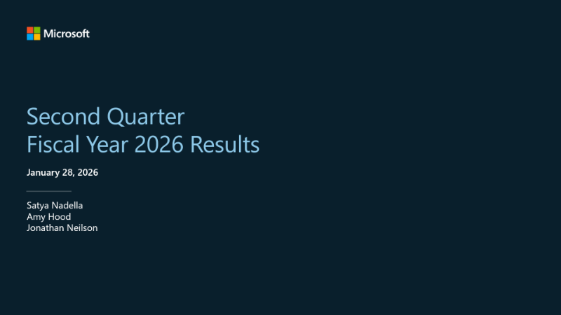 Cover of Microsoft Fiscal Year 2026 Second Quarter Results