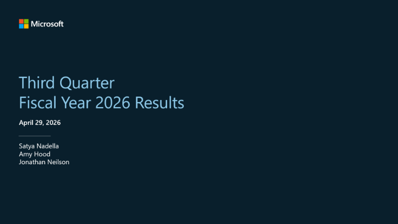 Cover of Microsoft Third Quarter Fiscal Year 2026 Results